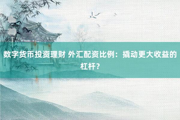 數(shù)字貨幣投資理財(cái) 外匯配資比例：撬動(dòng)更大收益的杠桿？