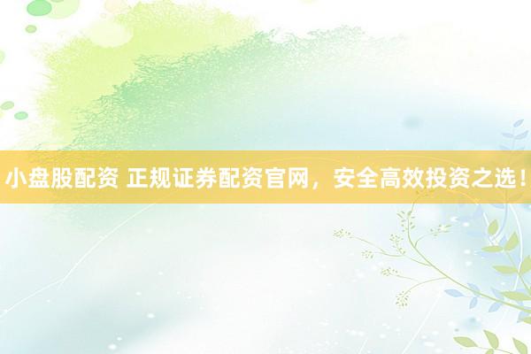 小盤股配資 正規(guī)證券配資官網(wǎng)，安全高效投資之選！