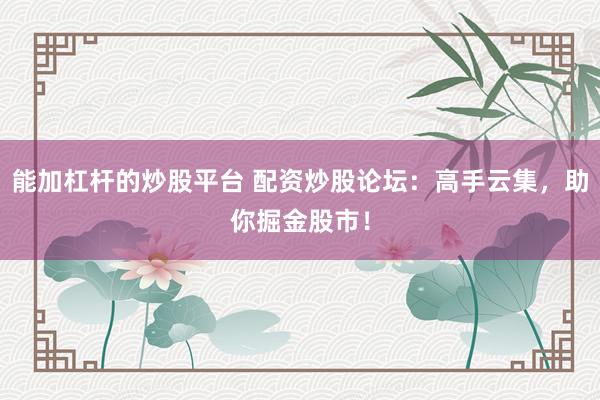 能加杠桿的炒股平臺 配資炒股論壇：高手云集，助你掘金股市！