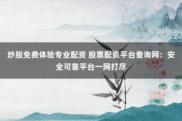 炒股免費體驗專業(yè)配資 股票配資平臺查詢網：安全可靠平臺一網打盡