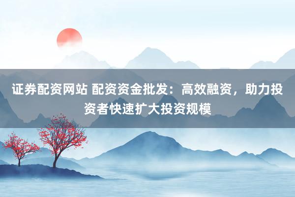 證券配資網(wǎng)站 配資資金批發(fā)：高效融資，助力投資者快速擴大投資規(guī)模